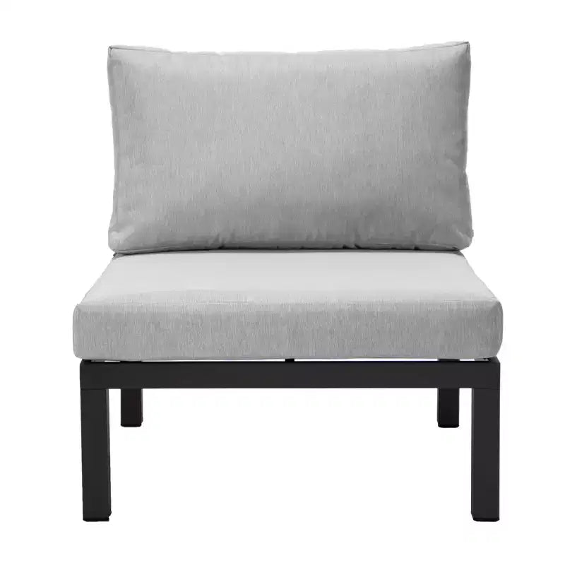 LeisureMod Hamilton Aluminum Patio Armchairs Set of 4  Modern Outdoor Chairs with Cushions, Weather-Resistant Seating for Patio, Deck, Porch