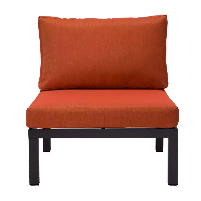 LeisureMod Hamilton Aluminum Patio Armchairs Set of 4  Modern Outdoor Chairs with Cushions, Weather-Resistant Seating for Patio, Deck, Porch