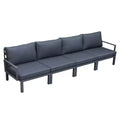 LeisureMod Hamilton Aluminum Patio Armchairs Set of 4  Modern Outdoor Chairs with Cushions, Weather-Resistant Seating for Patio, Deck, Porch