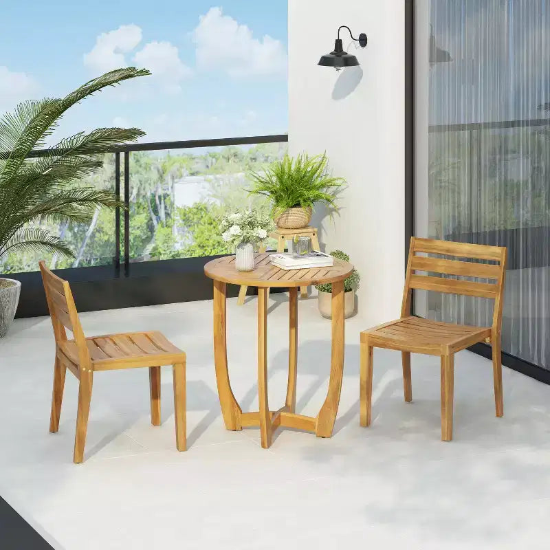 Ensemble repas de terrasse 3 pièces Hermosa de Christopher Knight Home, en bois d’acacia, teck
