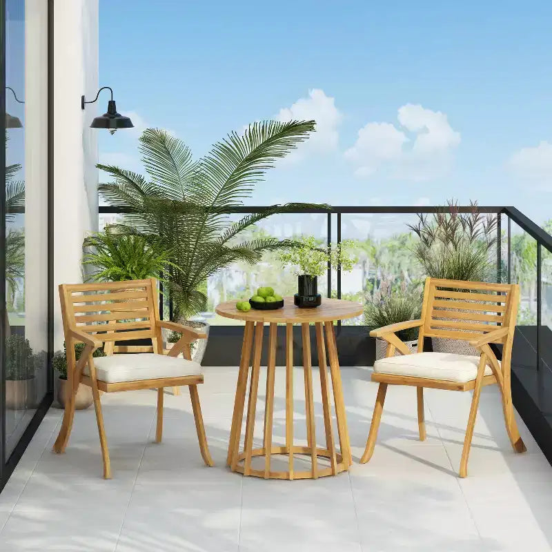 Christopher Knight Home Zephyr Outdoor-Essset aus Akazienholz mit Sitzpolstern, Teakholz