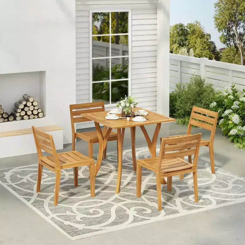Christopher Knight Home Wren 5-teiliges Outdoor-Essset aus Akazienholz, Teak