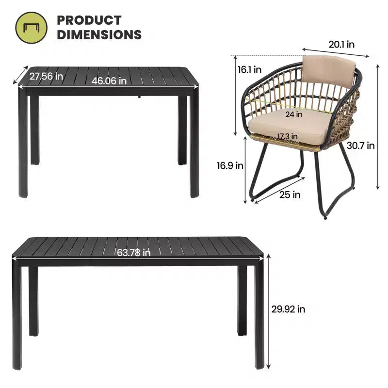 Ensemble repas extérieur Crestlive Products pour 6 personnes, en aluminium, avec table rectangulaire extensible et chaises, imperméable, antirouille, toutes saisons