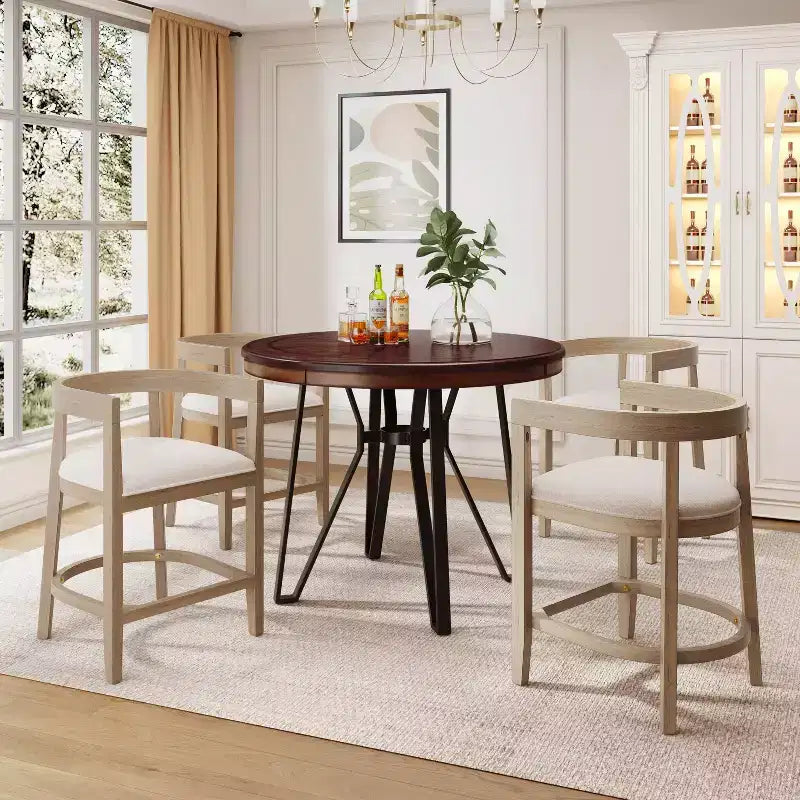 Christopher Knight Home Ember matgrupp i 5 delar av metall och gummiträ för barhöjd