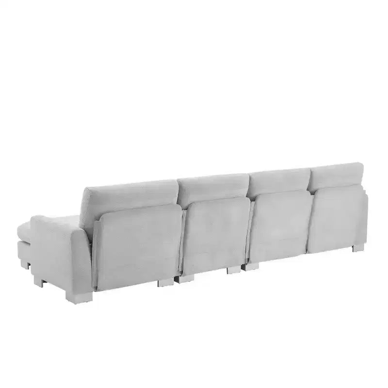 Whisen modernes übergroßes Ecksofa, luxuriöse L-förmige Couchgarnitur mit Longchair und 2 Kissen