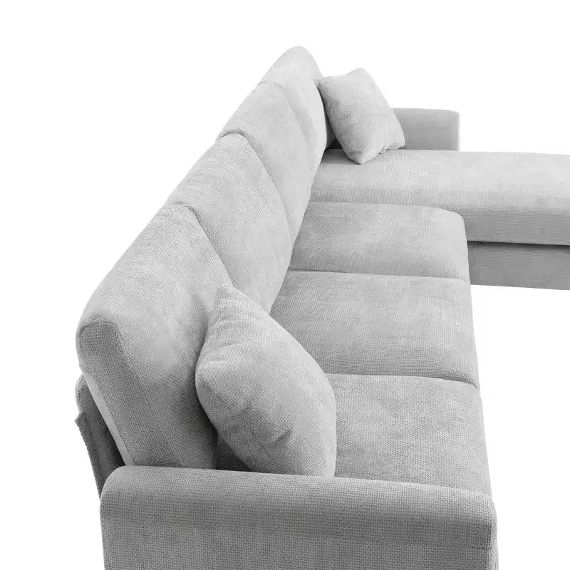 Whisen modernes übergroßes Ecksofa, luxuriöse L-förmige Couchgarnitur mit Longchair und 2 Kissen