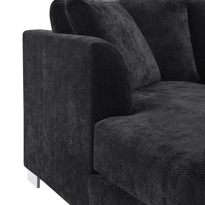 Whisen modernes übergroßes Ecksofa, luxuriöse L-förmige Couchgarnitur mit Longchair und 2 Kissen