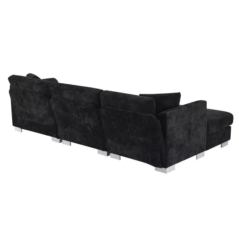 Whisen modernes übergroßes Ecksofa, luxuriöse L-förmige Couchgarnitur mit Longchair und 2 Kissen