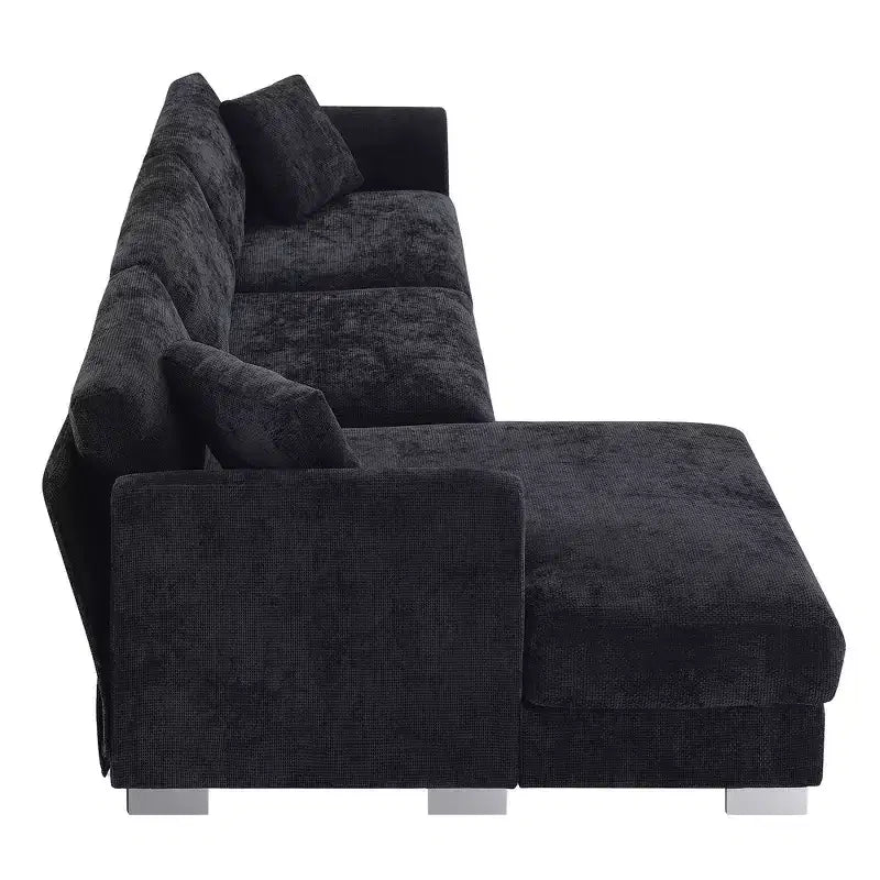 Whisen modernes übergroßes Ecksofa, luxuriöse L-förmige Couchgarnitur mit Longchair und 2 Kissen