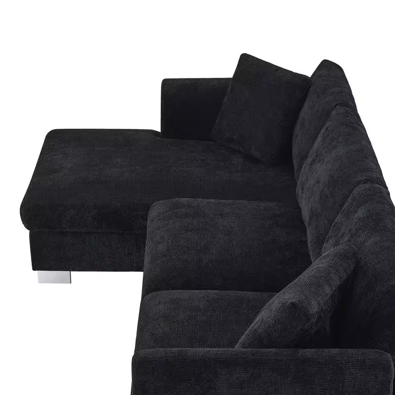 Whisen modernes übergroßes Ecksofa, luxuriöse L-förmige Couchgarnitur mit Longchair und 2 Kissen
