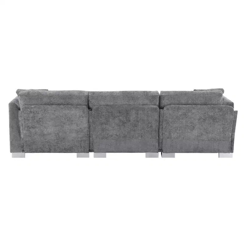 Whisen modernes übergroßes Ecksofa, luxuriöse L-förmige Couchgarnitur mit Longchair und 2 Kissen