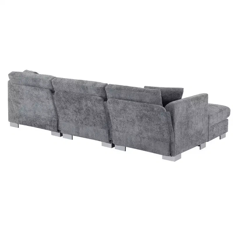 Whisen modernes übergroßes Ecksofa, luxuriöse L-förmige Couchgarnitur mit Longchair und 2 Kissen