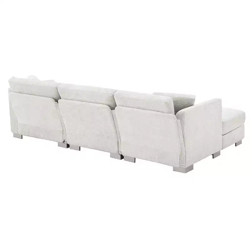 Whisen modernes übergroßes Ecksofa, luxuriöse L-förmige Couchgarnitur mit Longchair und 2 Kissen