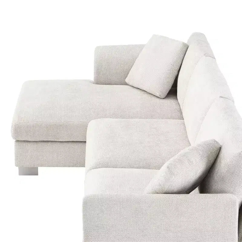 Whisen modernes übergroßes Ecksofa, luxuriöse L-förmige Couchgarnitur mit Longchair und 2 Kissen
