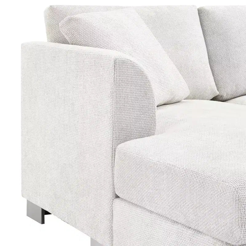 Whisen modernes übergroßes Ecksofa, luxuriöse L-förmige Couchgarnitur mit Longchair und 2 Kissen