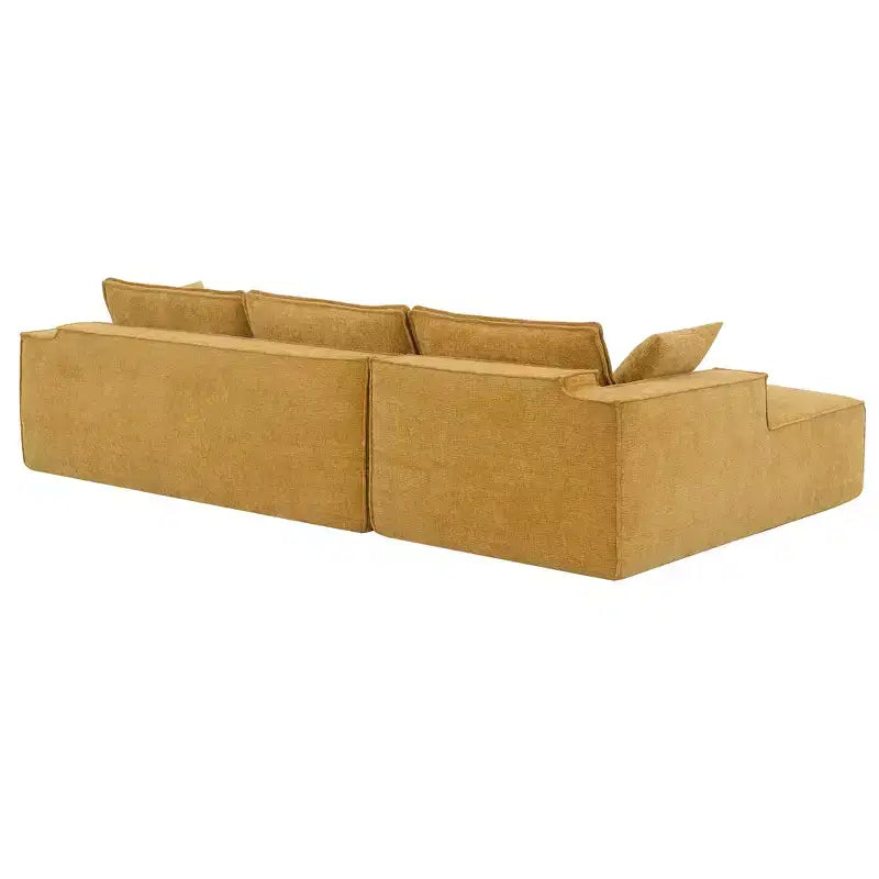 Whisen modernes übergroßes Ecksofa, luxuriöse L-förmige Couchgarnitur mit Longchair und 2 Kissen