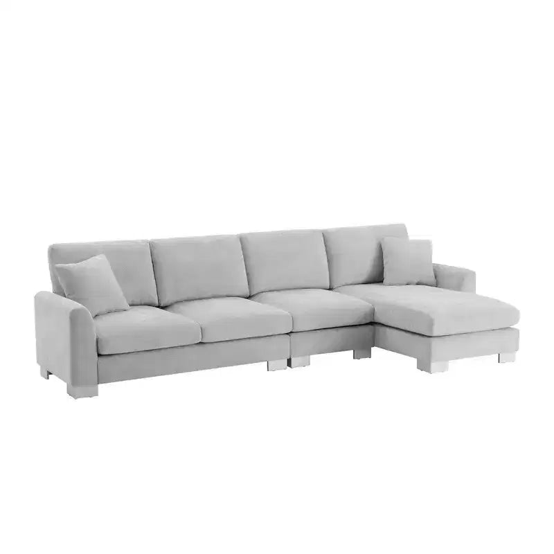Whisen modernes übergroßes Ecksofa, luxuriöse L-förmige Couchgarnitur mit Longchair und 2 Kissen