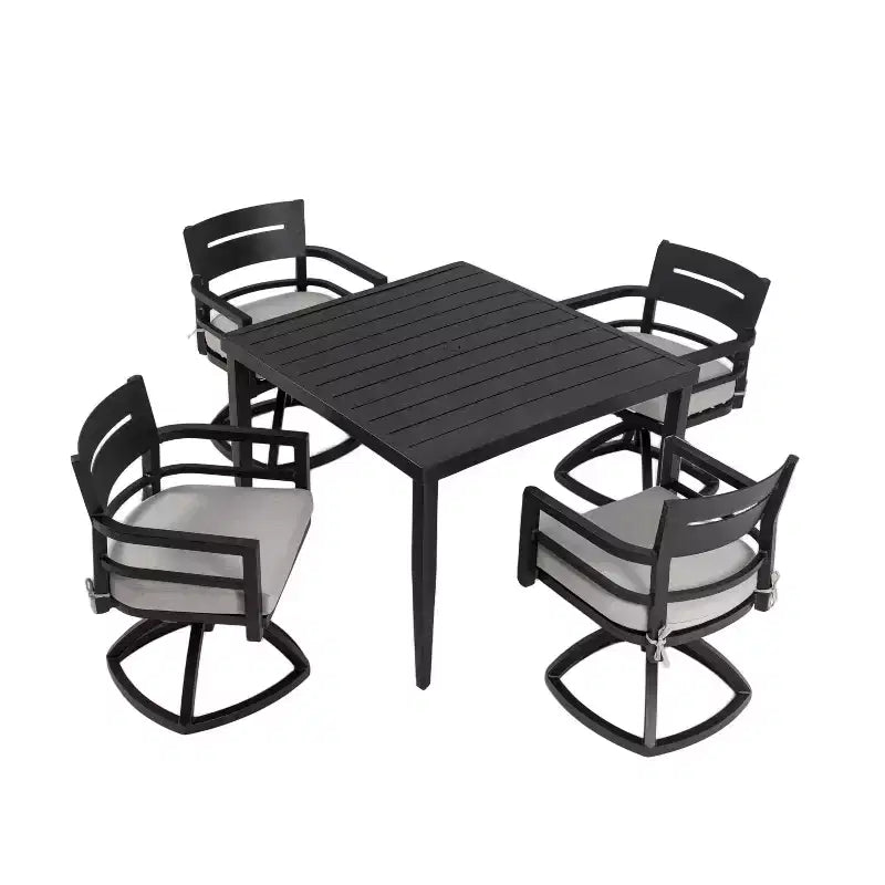 Christopher Knight Home Valerie veranda 5 parçalı alüminyum yemek seti, döner mekanizmalı ve Sunbrella minderli