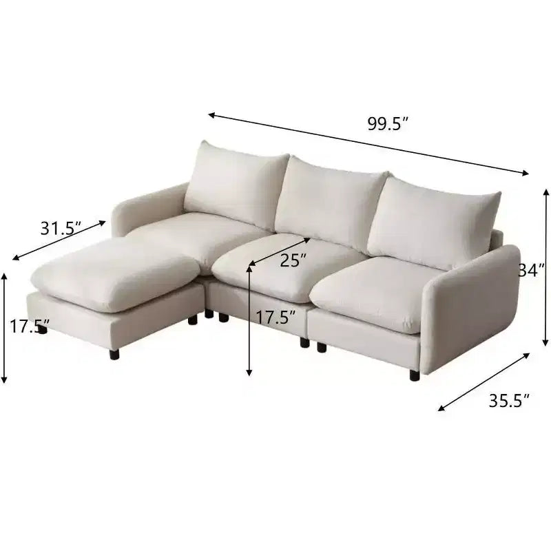 Christopher Knight Home Acker 4 Pieces Modern L Shape Upholstered Sectional Sofa Set, White