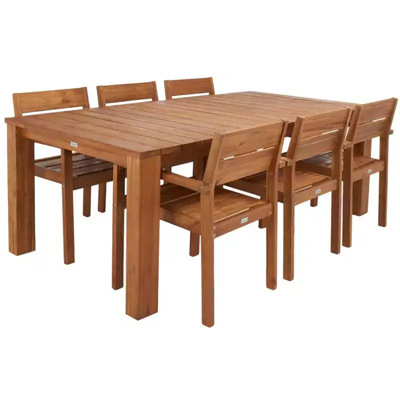 Hestia 7-teiliges Esszimmer-Set für den Außenbereich - Innen-/Außenbereich - PAT7310 - Natur - Safavieh