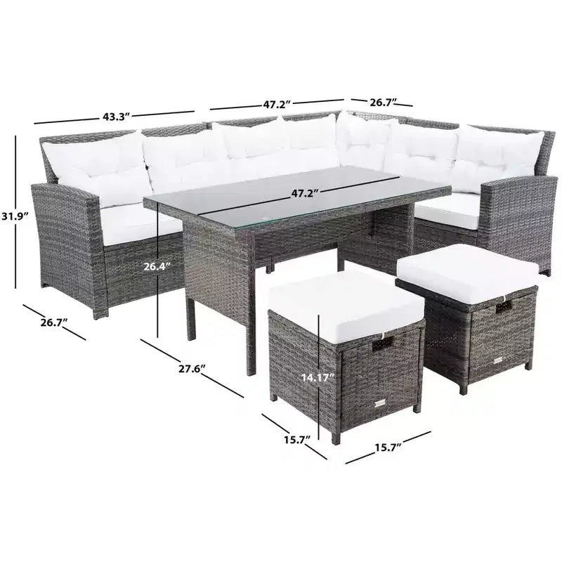 Miki 6 Piece Corner Seating Set - Indoor/Outdoor - PAT7708 - Safavieh