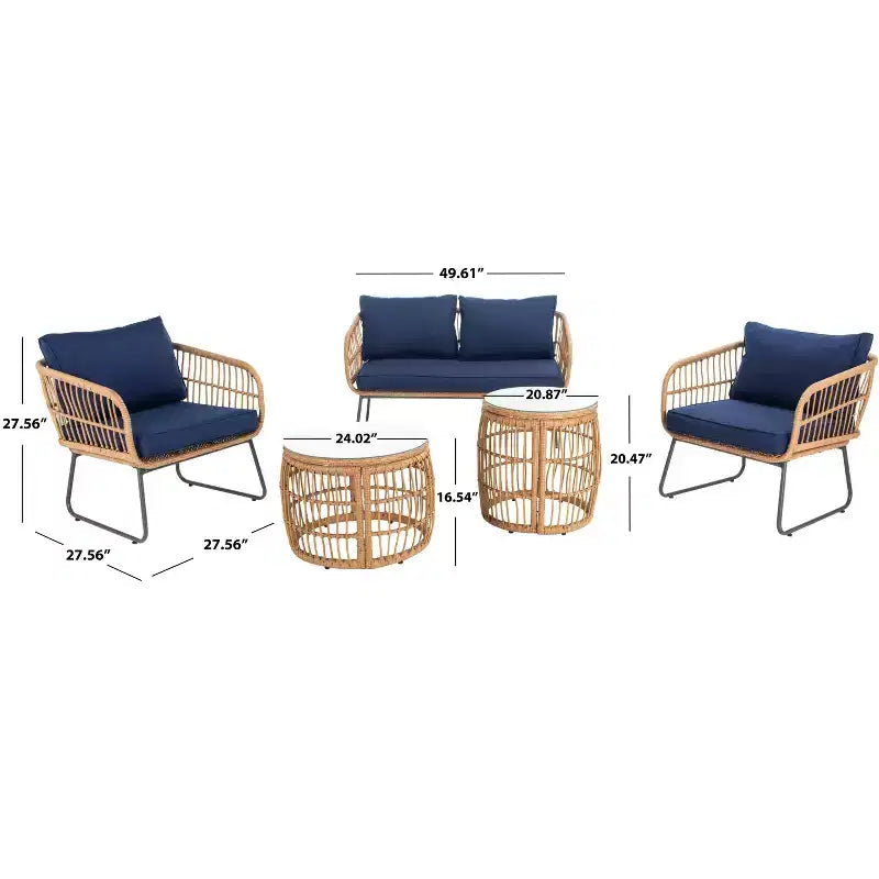 Venta 5 Piece Living Set - Indoor/Outdoor - PAT9007 - Safavieh