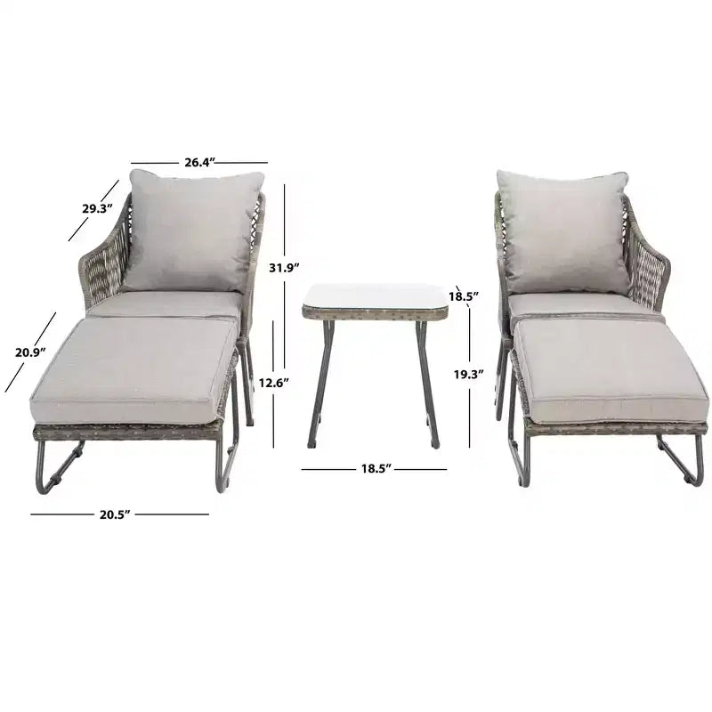 Narda 5 Piece Lounger Set - Indoor/Outdoor - PAT9018 - Safavieh