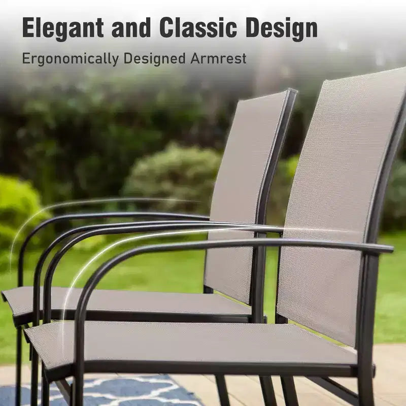 Captiva Designs matgrupp i 7 delar för uteplatsen med rektangulärt bord med ribbad bordsskiva och fasta slingstolar