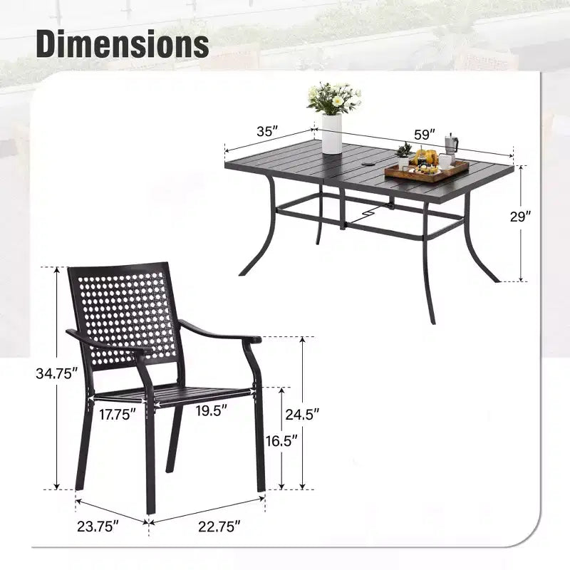 Captiva Designs 8-teiliges rechteckiges Outdoor-Patio-Ess-Set mit Stahltisch, drehbaren Rattanstühlen und beigem Sonnenschirm
