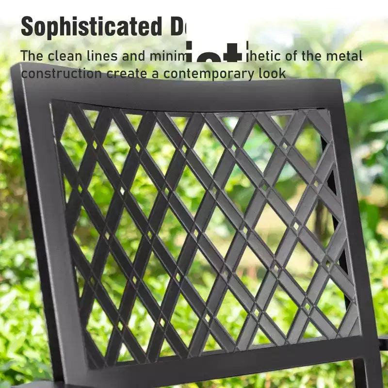 Conjunto de comedor para patio Captiva Designs de 7 piezas, con mesa rectangular de cubierta de listones y sillas metálicas apilables