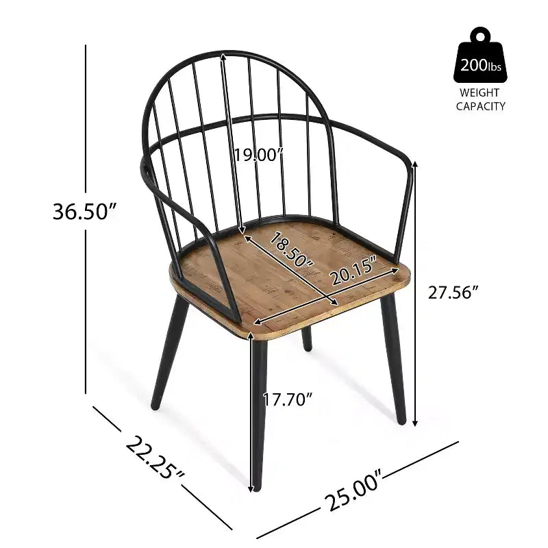 5 Piece Dining Table Set Dining Set with 4 Dining Chairs and Round/Square Table, Black+Natural/Walnut-ModernLuxe