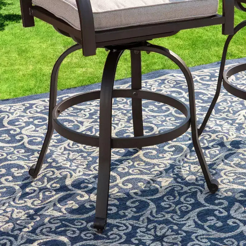 Captiva Designs 7-delige hoge terras-eetset van gegoten aluminium met ronde tafel en draaibare krukken