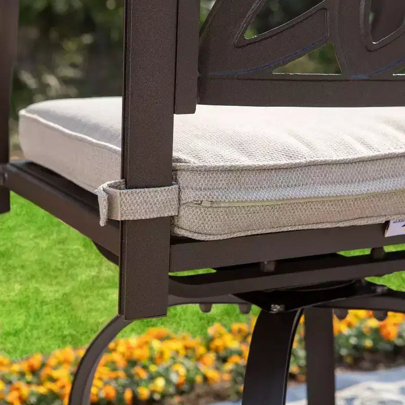 Captiva Designs 7-delige hoge terras-eetset van gegoten aluminium met ronde tafel en draaibare krukken