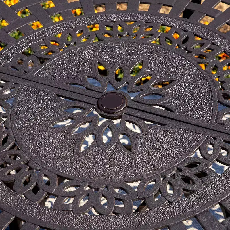 Captiva Designs 7-delige hoge terras-eetset van gegoten aluminium met ronde tafel en draaibare krukken