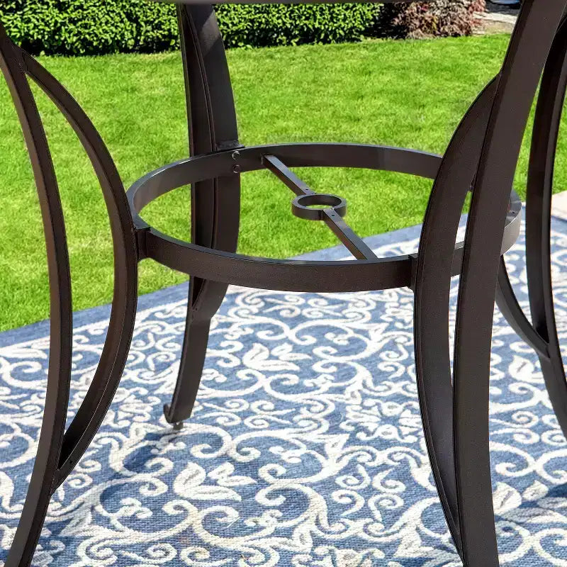 Captiva Designs 7-delige hoge terras-eetset van gegoten aluminium met ronde tafel en draaibare krukken