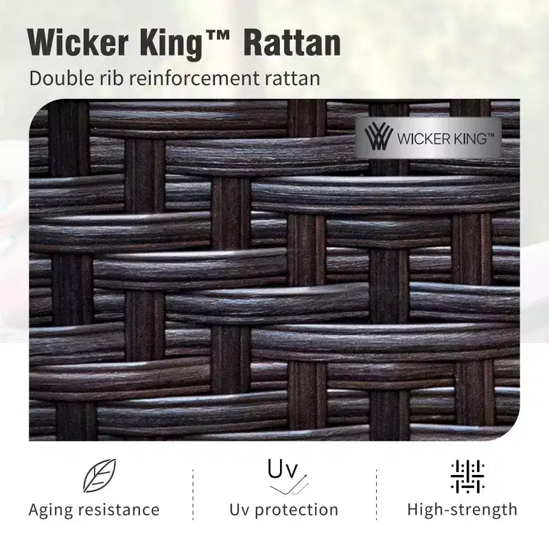 Captiva Designs extra grote 6-delige vuurkorfset voor buiten van metaal en rattan, met losse fauteuils en hockers