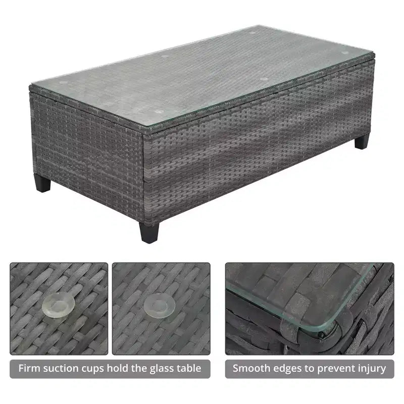 Whisen 8-Piece Wicker Patio Sectional Sofa Set, Outdoor Curved Half-Moon Sectional Couch Sets with Rectangular Coffee Table