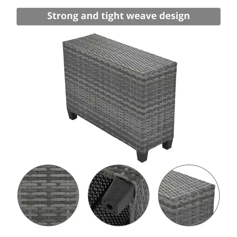 Whisen 8-Piece Wicker Patio Sectional Sofa Set, Outdoor Curved Half-Moon Sectional Couch Sets with Rectangular Coffee Table