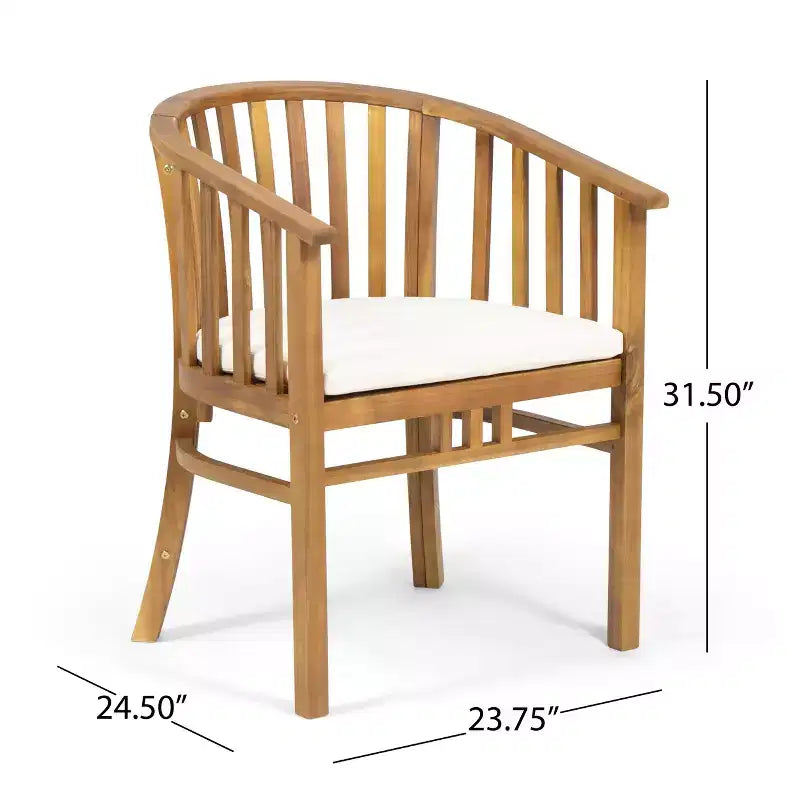 Christopher Knight Home Tamaron uitschuifbare eetset voor buiten van acaciahout, 7-delig, met kussens, teak en crème