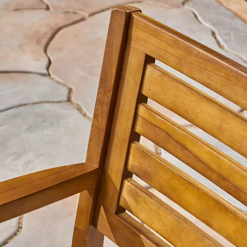 Christopher Knight Home Lovell 7-delige eetset voor buiten van acaciahout en ijzer, met kussen, teak en crèmekleurig