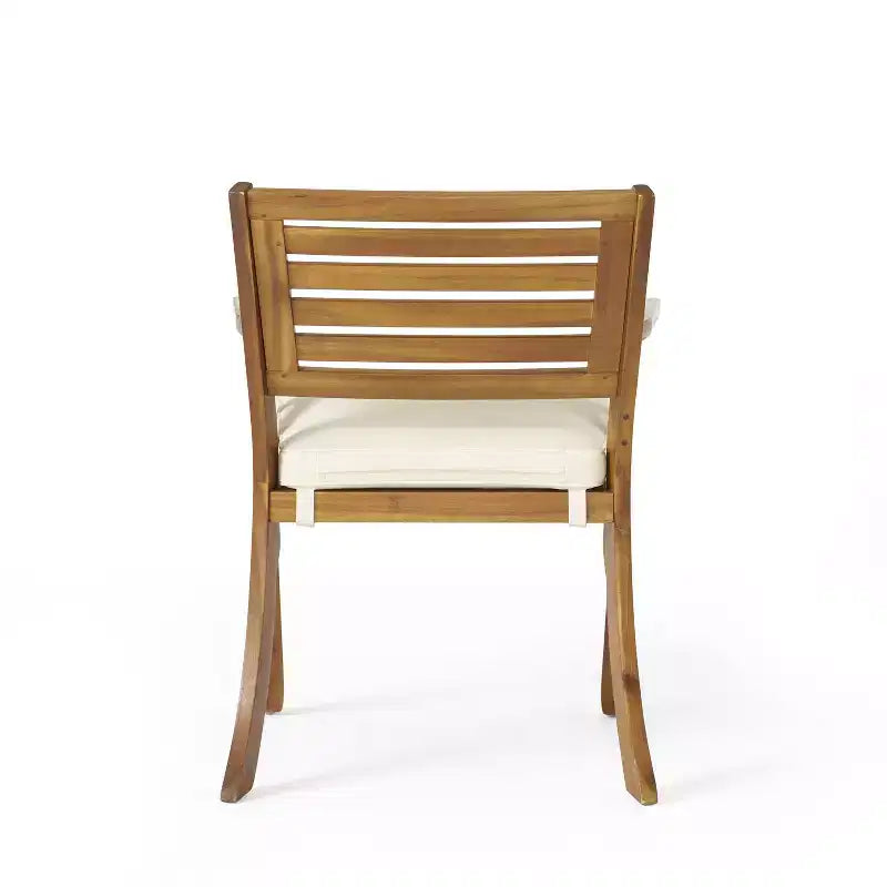 Christopher Knight Home Lovell 7-delige eetset voor buiten van acaciahout en ijzer, met kussen, teak en crèmekleurig