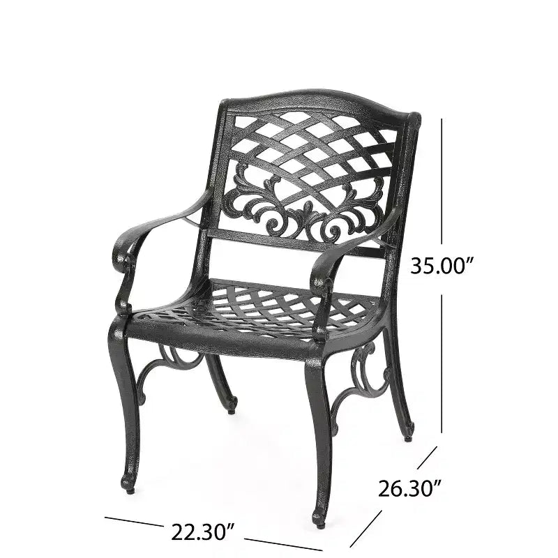 Conjunto de comedor para exterior de aluminio fundido de 5 piezas Christopher Knight Home Bogota, con orificio para sombrilla