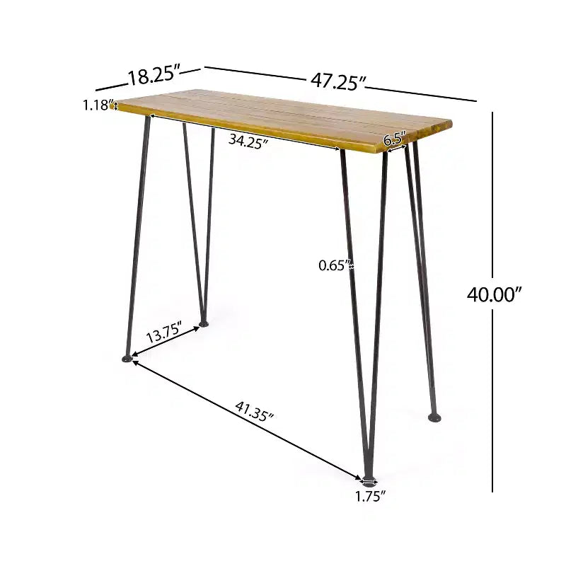 Christopher Knight Home industriële 3-delige bartafelset voor buiten van acaciahout met haarspeldpoten, teak