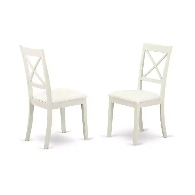 HomeStock Modern Round Dining Table Set Linen White