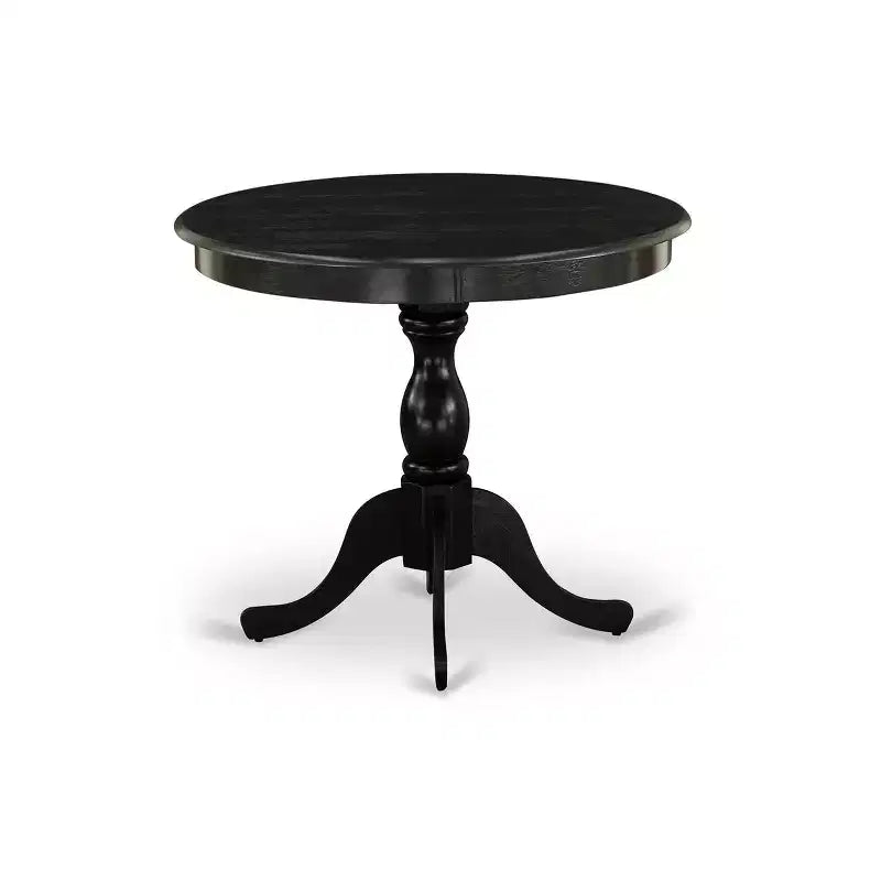HomeStock ANVA5 Modern 5 Piece Round Dining Table Set Black