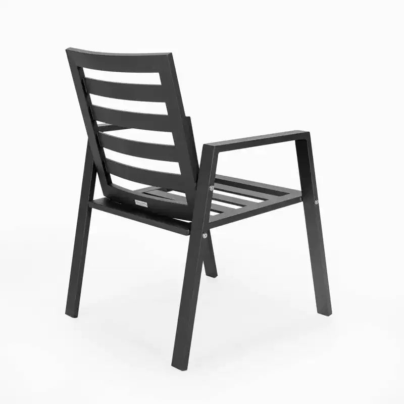 5-elementowy zestaw mebli ogrodowych do jadalni LeisureMod Chelsea, okrągły aluminiowy stół o średnicy 48 i 4 krzesła z podłokietnikami