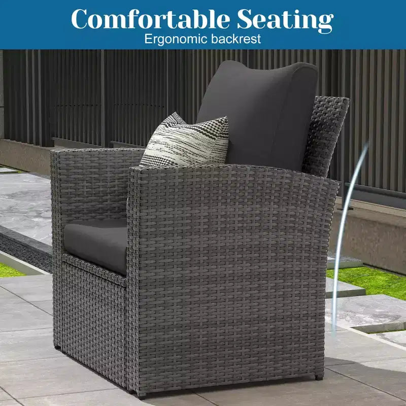 Heynemo 4 Piece Patio Furniture Sets, All-Weather Wicker Conversation Sets, Outdoor Rattan Sectional Sofa Chair with Coffee Table