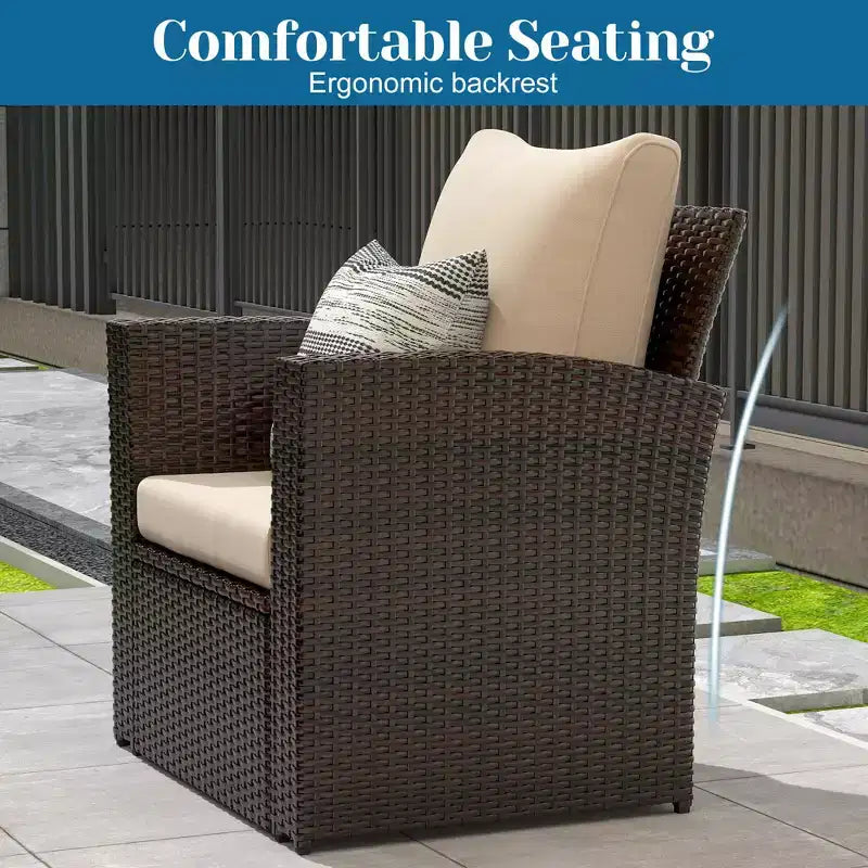 Heynemo 4 Piece Patio Furniture Sets, All-Weather Wicker Conversation Sets, Outdoor Rattan Sectional Sofa Chair with Coffee Table