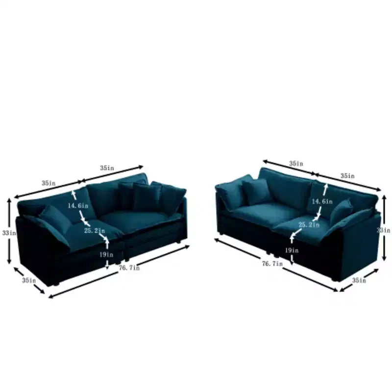 Upholstered Loveseat and Couch 2-Piece Sofa Collection, Ideal for Living Room, Home Office or Lounge, 2+2 Seating Sofa Set