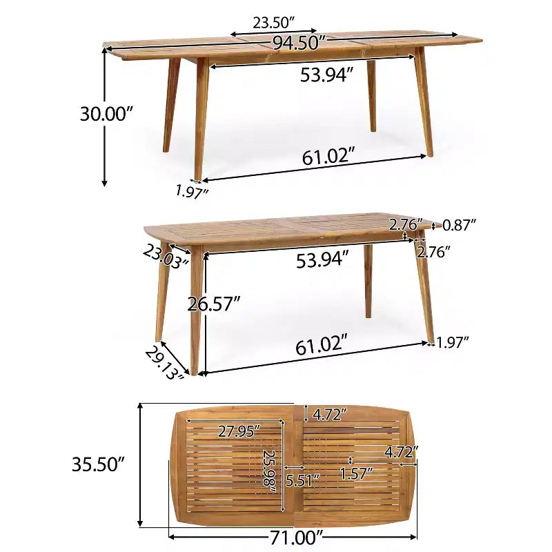 Christopher Knight Home Stamford conjunto de comedor exterior de madera de acacia de 9 piezas, extensible